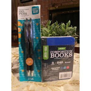 Pen+Gear Black Retractable Gel Pens 2-Pack & Mini Composition Books 3-Pack Assor
